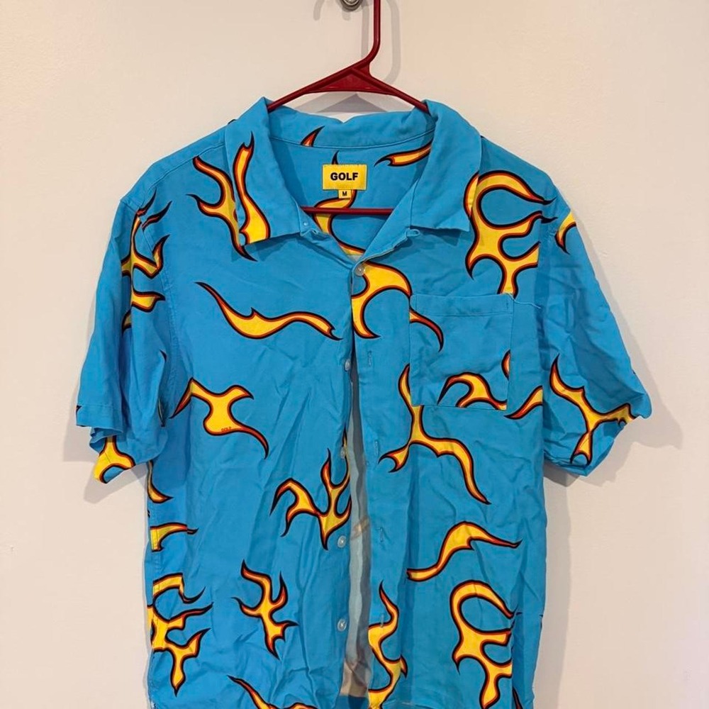 Golf Wang Blue Flame Button Up Shirt Size M